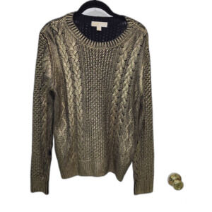 Michael Kors Gold Cable Knit Crewneck Sweater